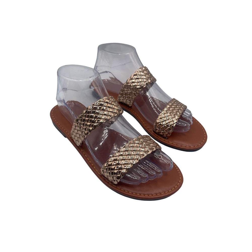 Braided Gold Slides, Sandals‎ Women's Size 38